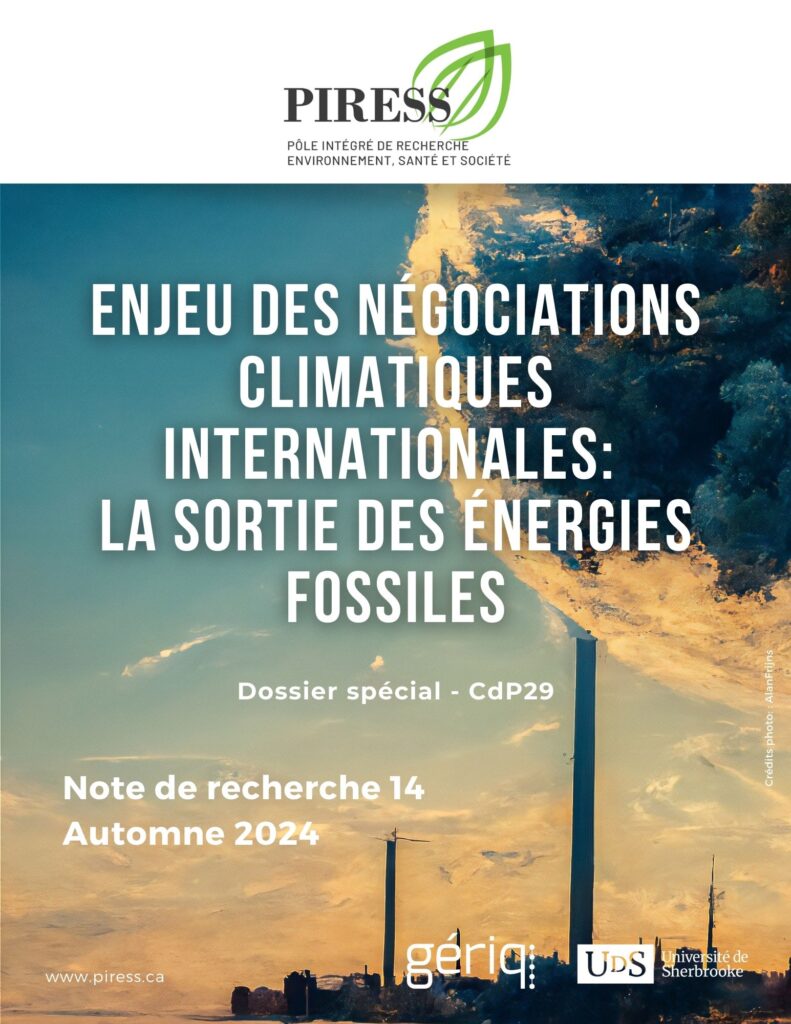 Nouvelle note de recherche du PIRESS, lumières sur les enjeux à surveiller de la COP29